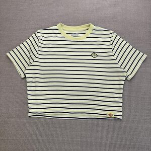 Cropped Y2K Dickies tri striped tee light green black, white thick cotton jersey